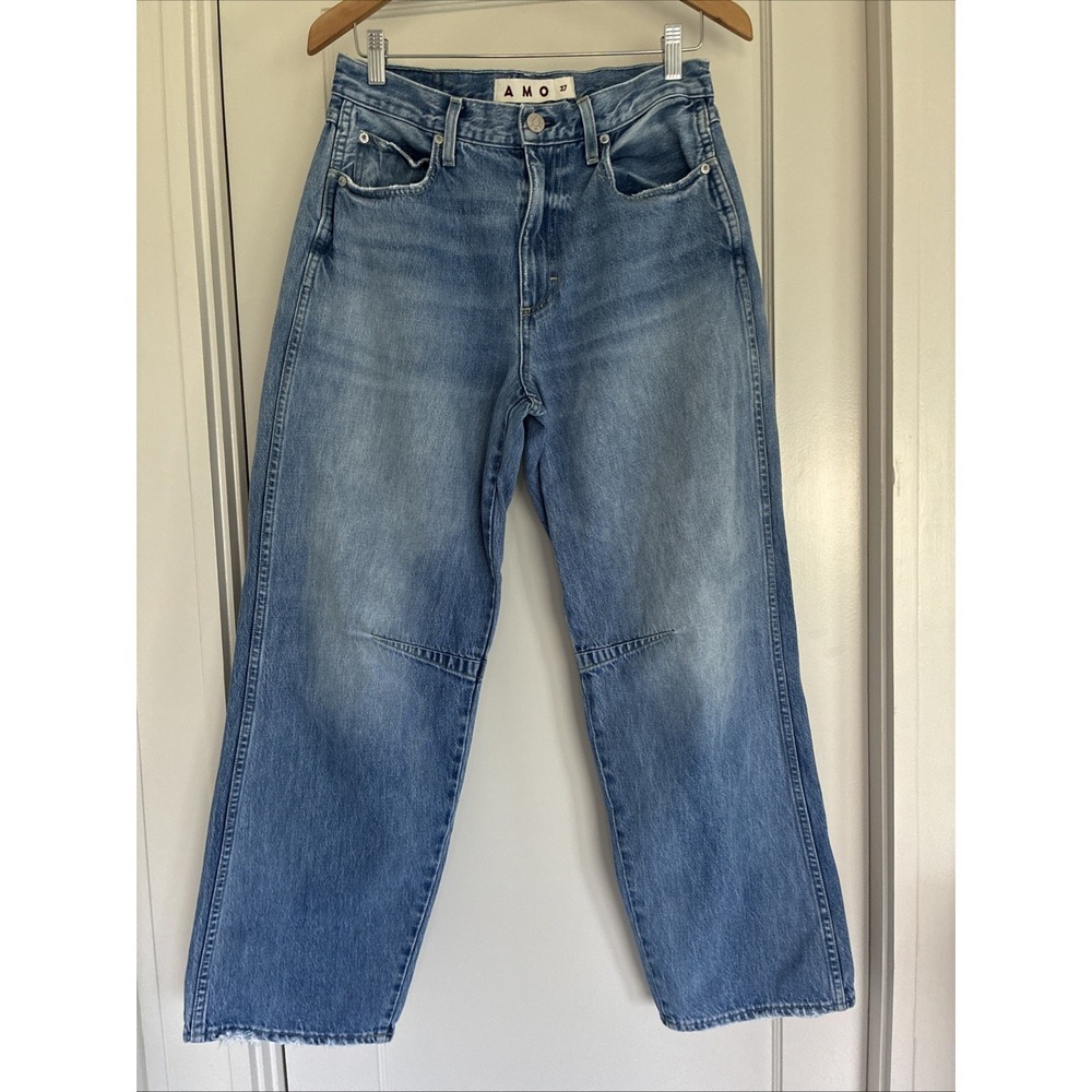 EUC AMO Womens Sandra Baggy Relaxed Straight Blue Denim Jeans size 27